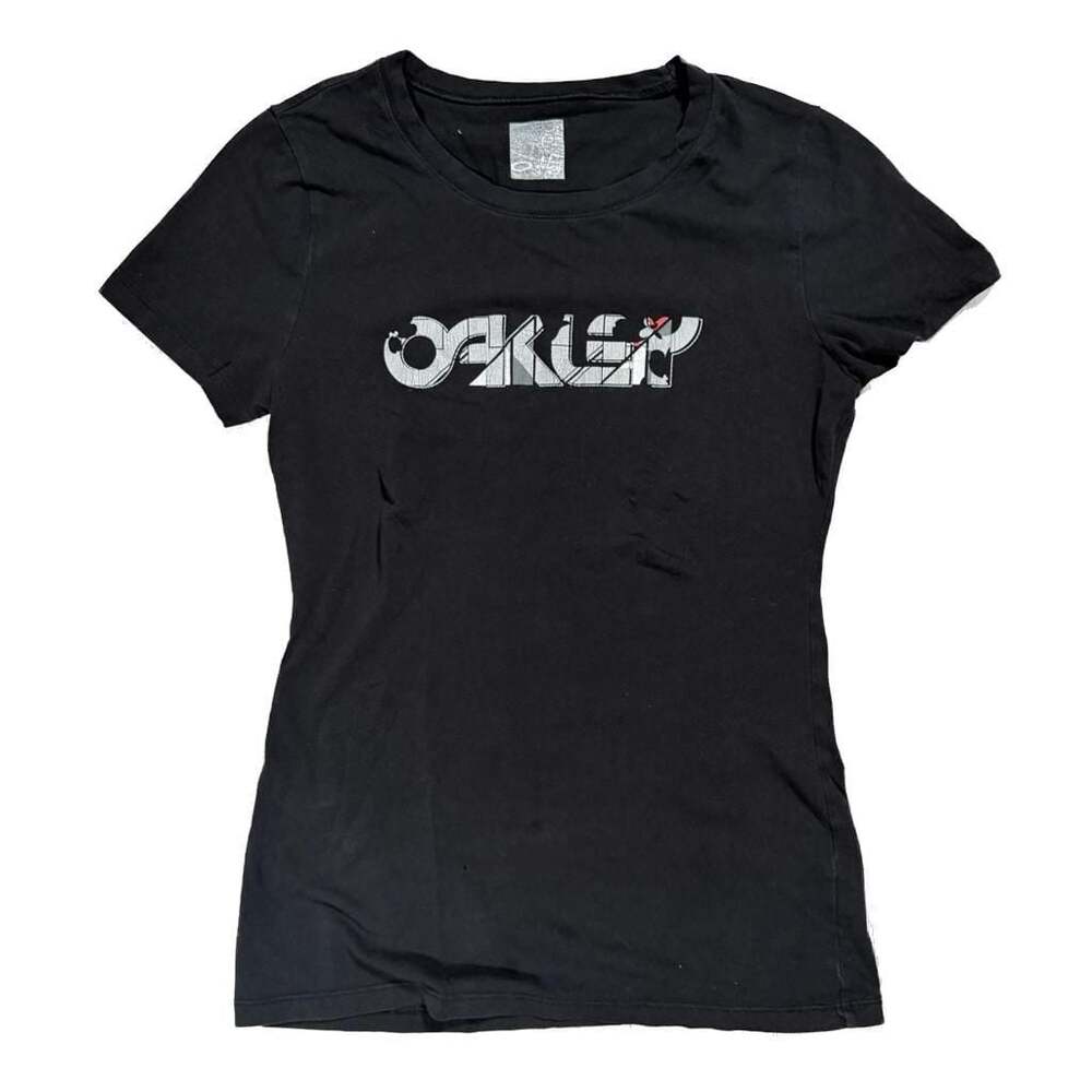 Oakley Vintage Womens Graphic Logo Black T-Shirt Grunge